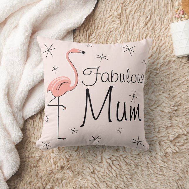 Flamant rose rose 'Fabulous maman' Jeter oreiller (Couverture)