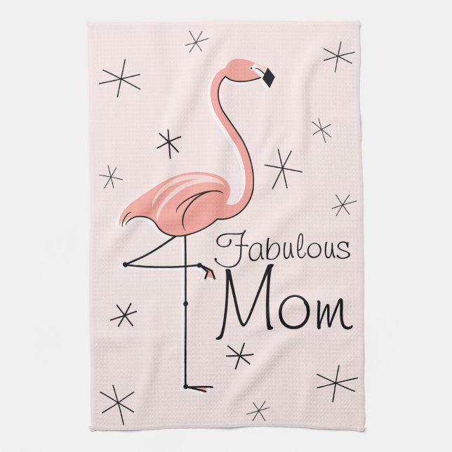 Flamant rose rose Fabulous Maman serviette de cuis (Vertical)
