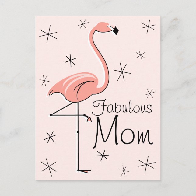 Flamant rose rose "Fabulous Mom" carte postale ver (Devant)