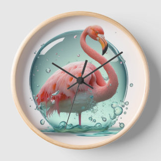 Flamant rose rose Horloge pour la meilleure atmosp