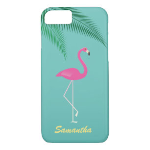 Flamant rose rose iPhone 7 Coque - turquoise