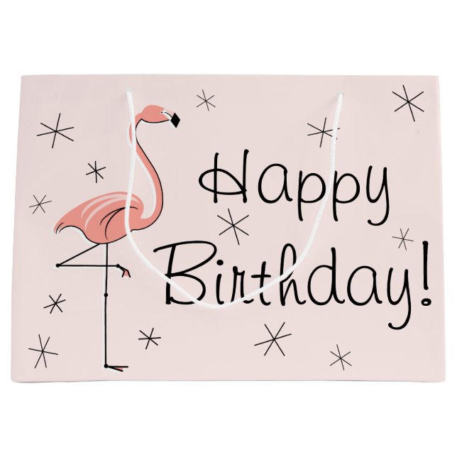 Flamant rose rose 'Joyeux anniversaire ! ' sac cad (Devant)