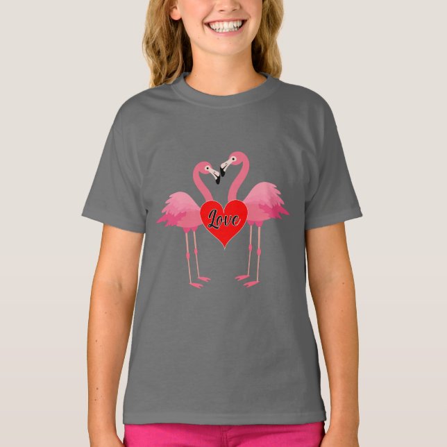 Flamant rose rose Love Design - T-shirt basique po (Devant)