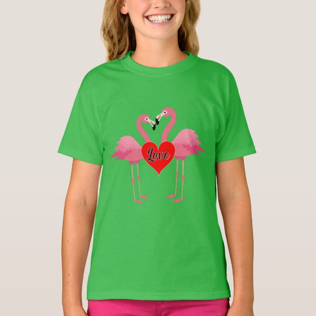 Flamant rose rose Love Design - T-shirt basique po (Devant)