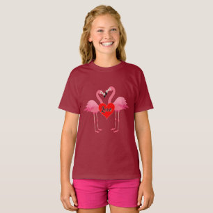 Flamant rose rose Love Design - T-shirt basique po