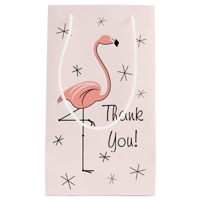 Flamant rose Rose "Merci" sac cadeau petit (Devant)