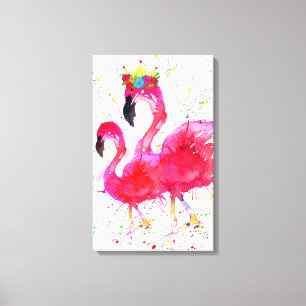 Flamant rose rose mignon avec toile de couronne 16