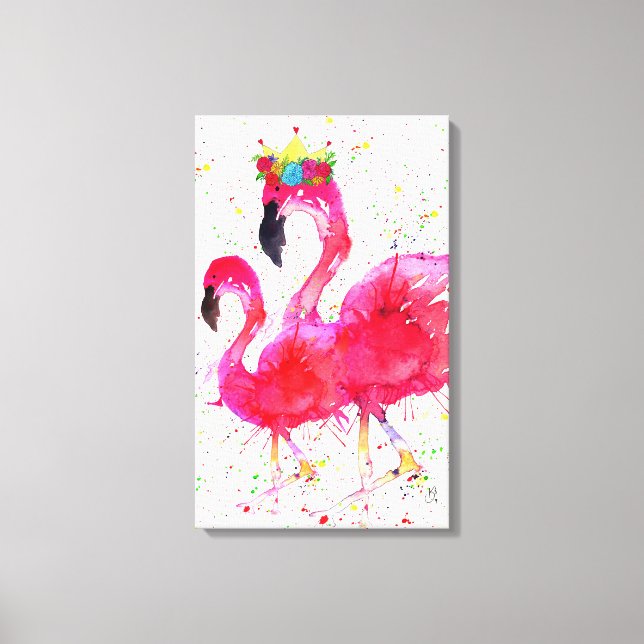 Flamant rose rose mignon avec toile de couronne 16 (Recto)