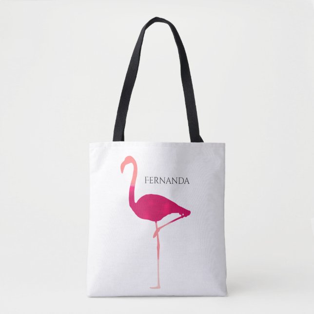 Flamant rose rose moderne Silhouette avec sac de n (Devant)