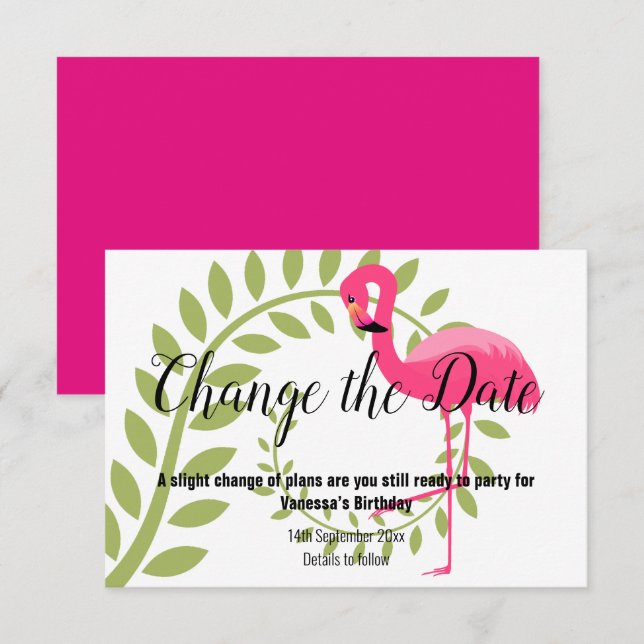 FLAMANT ROSE ROSE MODIFIER LA DATE Blanc carte RSV (Devant / Derrière)