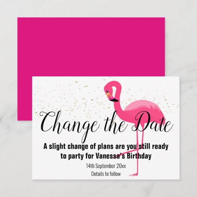 FLAMANT ROSE ROSE MODIFIER LA DATE Blanc carte RSV (Devant / Derrière)