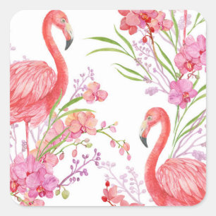 Flamant rose rose motif autocollant floral