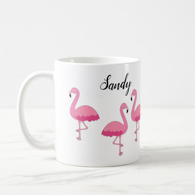 Flamant rose rose Mug de café personnalisé (Gauche)