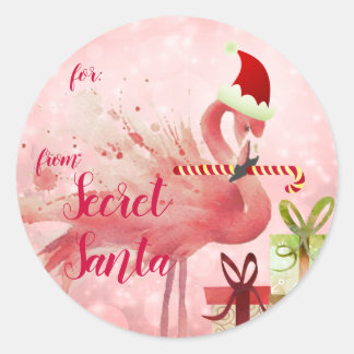 Flamant rose rose Noël Étiquettes cadeaux