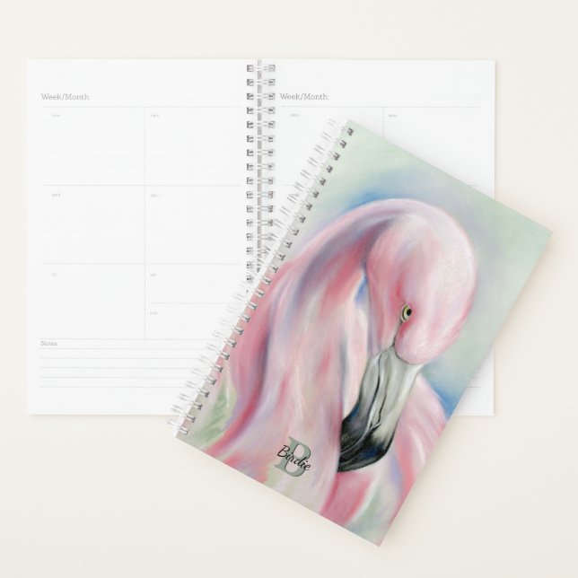 Flamant rose rose Pastel Art personnalisé (Devant avec enveloppe)