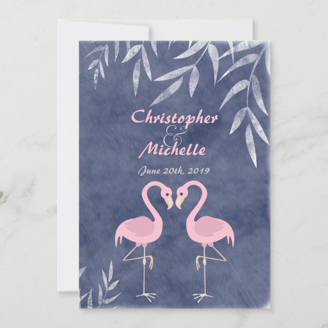 Flamant rose rose Plage tropicale Invitations de m (Devant)