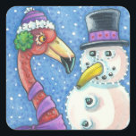 Flamant rose ROSE SNOWMAN CHRISTMAS STICKERS Carré<br><div class="desc">STYLE FLAMANT ROSE DE LA NEIGE. PLAISIR AIMER NOËL STICKERS Feuille,  Carré ...  Rechercher les éléments correspondants Susan Brack Design</div>