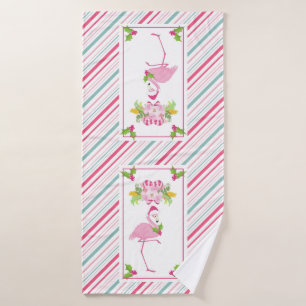 Flamant rose rose Sucres de canne Santa Hat et Hol