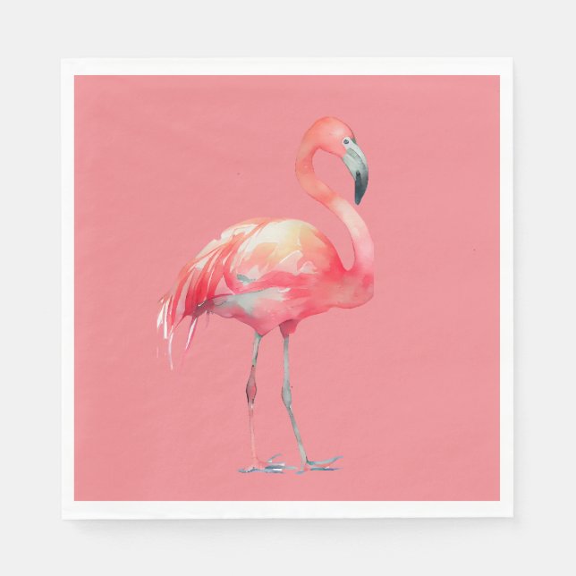 Flamant rose rose sur serviettes en papier rose (Devant)