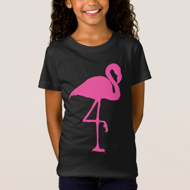 Flamant rose ROSE T-shirts noirs FILLES TEE - SHIR (Devant)