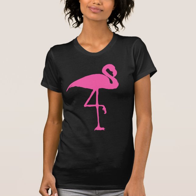 Flamant rose ROSE T-shirts noirs TEE - SHIRTS (Devant)