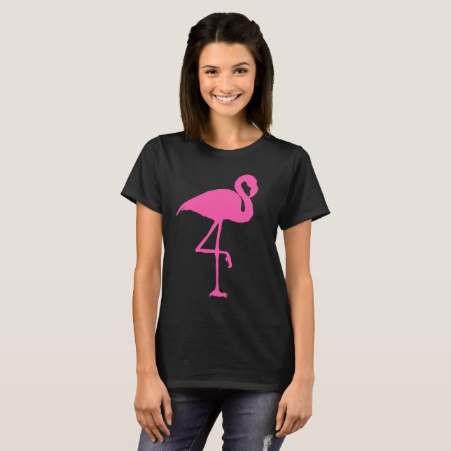 Flamant rose ROSE T-shirts noirs TEE - SHIRTS (Devant entier)