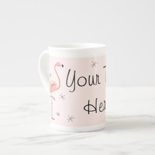 Flamant rose rose Texte os chine mug