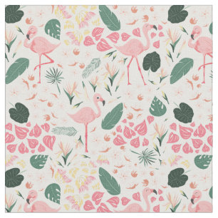 Flamant rose rose Tissu Motif tropical