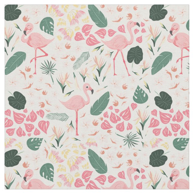 Flamant rose rose Tissu Motif tropical (Fermer)