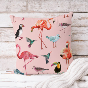 Flamant rose rose Tropical extérieur   COUSSIN