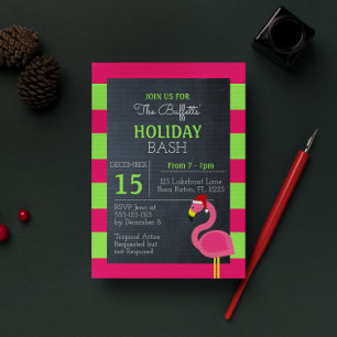 Flamant rose rose Tropical Fête Invitation