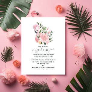Flamant rose rose tropical Invitation de la fête d