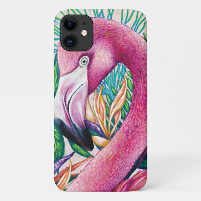 Flamant rose rose tropicale mignon IPhone / Coque  (Dos)