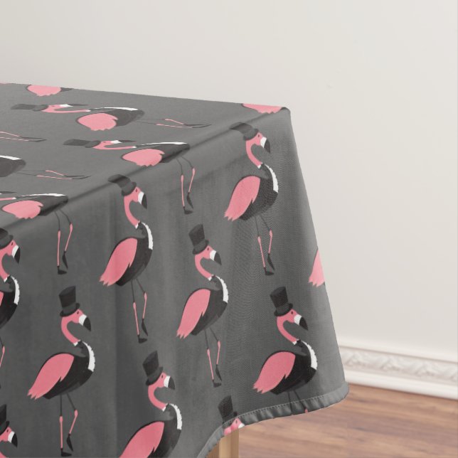 Flamant rose rose Tuxedo Amusant Gris Animal Nappe (In Situ)
