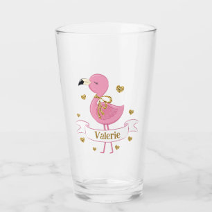 Flamant rose rose Verre personnalisé avec nom pers