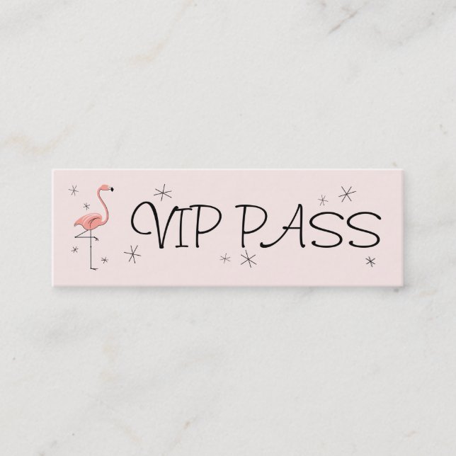 Flamant rose rose 'VIP PASS' carte de visite maigr (Devant)