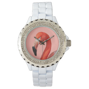 Flamant rose rose Visage Femme Montre