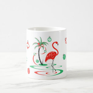 Flamant rose rouge de Noël Baubles mug