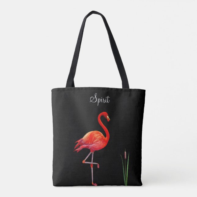 Flamant rose rouge sur Sac fourre-tout noir (Dos)