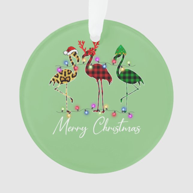 Flamant rose Santa Hat Reindeer Buffalo Plaid Flam (devant)