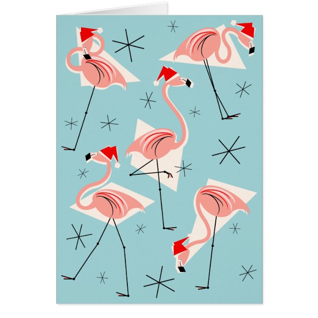 Flamant rose Santas Bleu Joyeux Vacances Bleu (Devant)