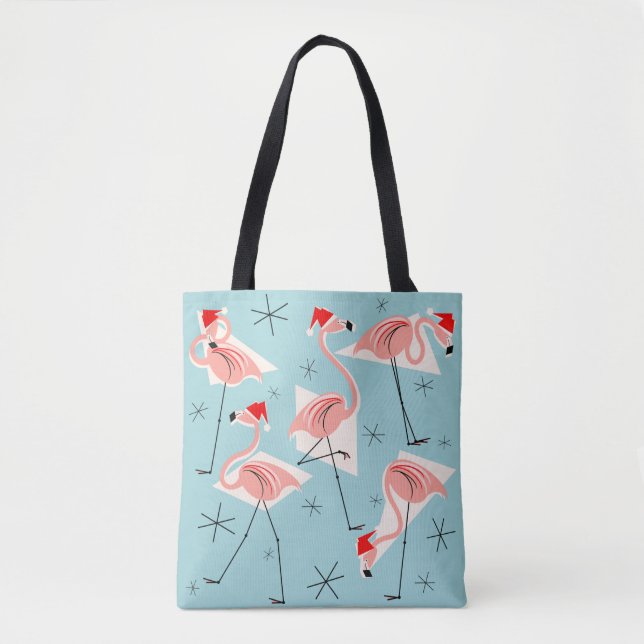 Flamant rose Santas Bleu sur tout le sac fourre-to (Devant)