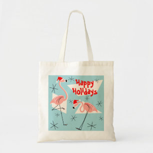 Flamant rose Santas Blue Happy Holidays sac fourre