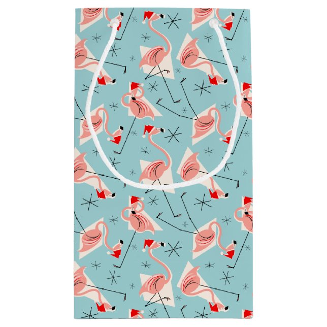 Flamant rose Santas Blue Multi sac cadeau petit (Dos)