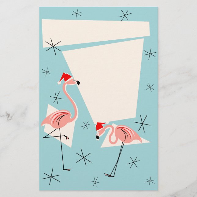 Flamant rose Santas Blue papeterie (Devant)