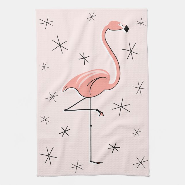 Flamant rose Serviette de cuisine rose (Vertical)