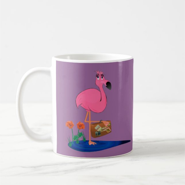 Flamant rose sur la tasse de Vacatioin (Gauche)