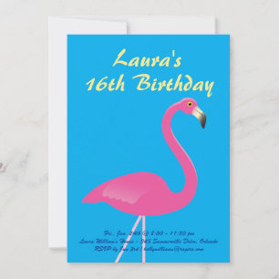 Flamant rose Sweet 16 Anniversaire Invitation de f