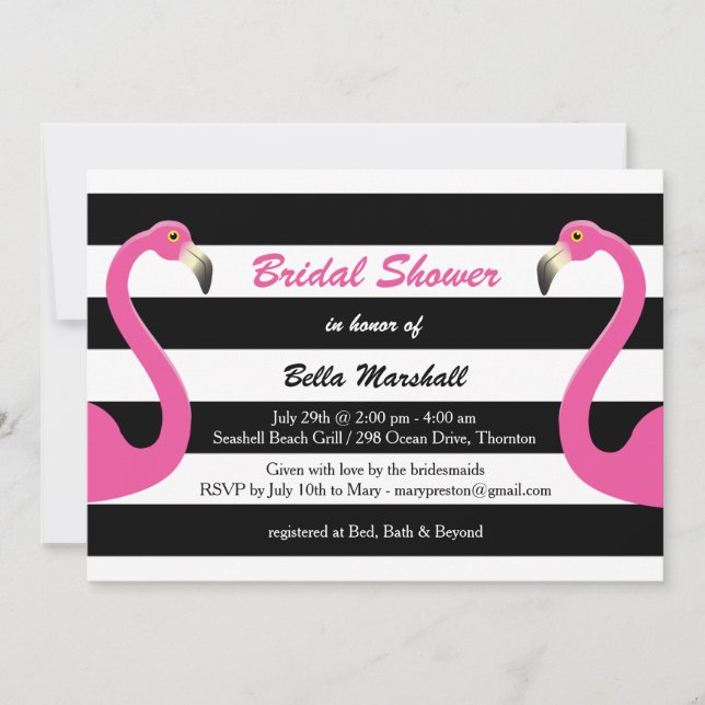 Flamant rose tendance Invitation de douche nuptial (Devant)