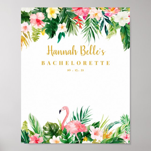 Flamant rose tropical Bachelorette Affiche de bien (Devant)